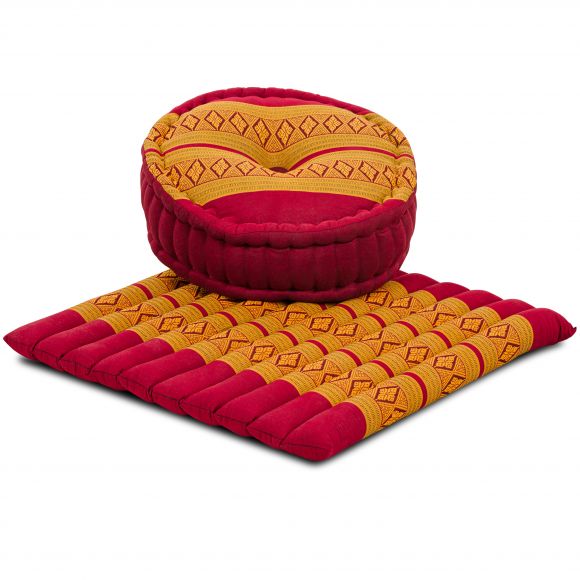 Kapok Meditationskissen Set L (Rot/Gelb)