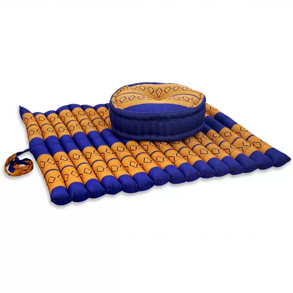 Kapok Meditationskissen Set XL (Blau/Gelb)