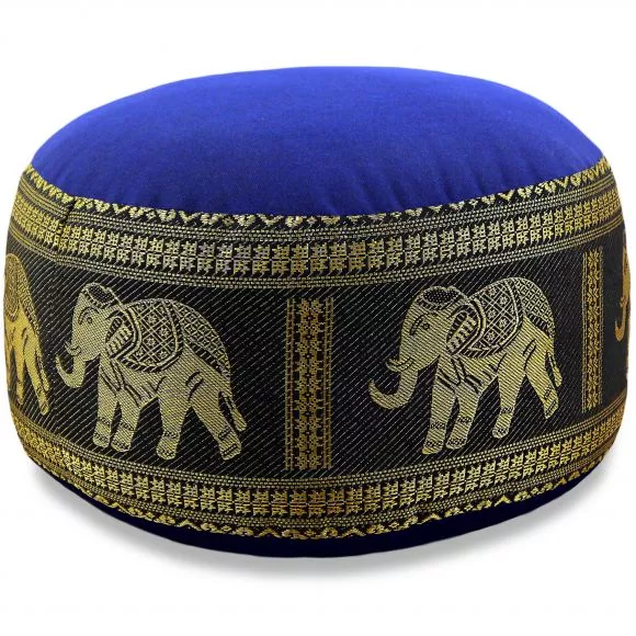 Kapok Zafukissen klein, Deluxe (Blau/Schwarz/Elefanten Seide)