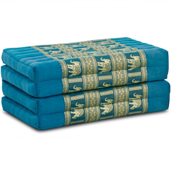 Kapok Klappmatratze, 80 cm breit, Deluxe (Hellblau)