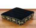 Kapok Bodensitzkissen, Deluxe (Schwarz/Elefanten Seide)