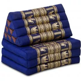 Kapok Thaikissen 3 Auflagen, Deluxe (Blau/Elefanten Seide)