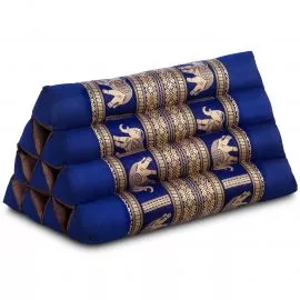 Kapok Dreieckskissen, Deluxe (Blau/Elefanten Seide)