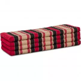 Kapok Klappmatratze, 140 cm breit, Classic (Rot/Schwarz)