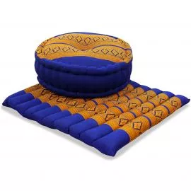 Kapok Meditationskissen Set L (Blau/Gelb)