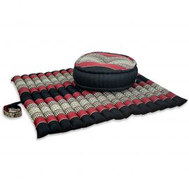 Kapok, Zafukissen mit extragroßem Steppkissen XL, schwarz-rot