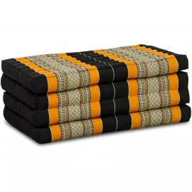 Kapok Klappmatratze, 80 cm breit, Classic (Schwarz/Orange)