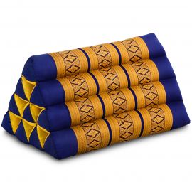 Kapok Dreieckskissen, Thaikissen, Rückenlehne, blau/gelb