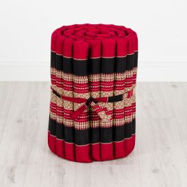 Kapok Rollmatte, Thaimatte, rot / schwarz