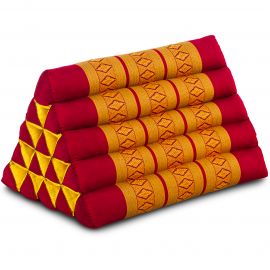 Kapok Dreieckskissen, Thaikissen, Rückenlehne extrahoch, rot/gelb