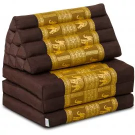 Kapok Thaikissen 3 Auflagen, Deluxe (Braun/Gold/Elefanten Seide)