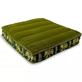 Kapok Bodensitzkissen, Deluxe (Grn/Elefanten Seide)