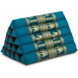 Kapok Dreieckskissen mit Seidenstickerei, extrahoch, hellblau-Elefanten