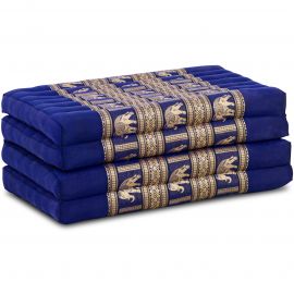 Kapok Klappmatratze, 80 cm breit, Deluxe (Blau/Elefanten Seide)