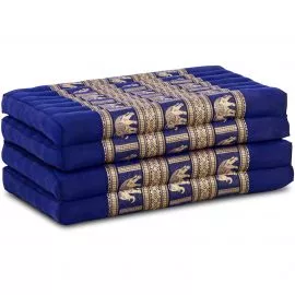 Kapok Klappmatratze, 80 cm breit, Deluxe (Blau/Elefanten Seide)